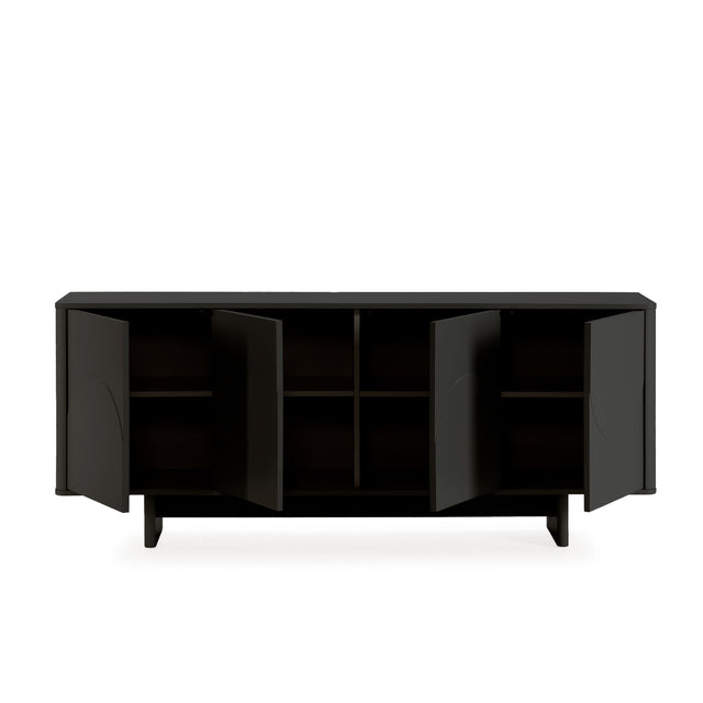 Aparador Solei 180 cm Negro, vista del interior abierto
