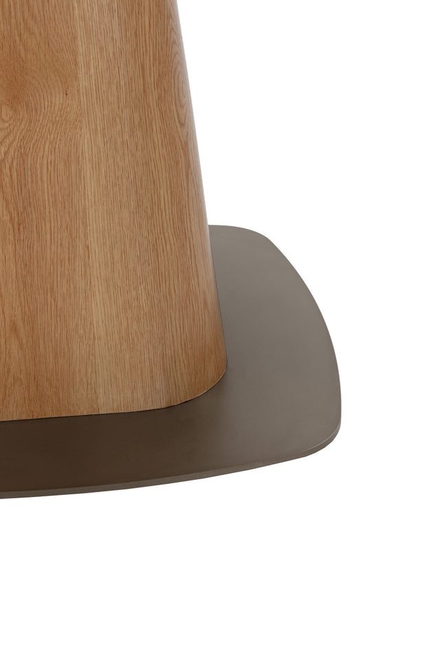 Mesa de comedor cuadrada Etel 120 cm Roble, vista lateral derecha desde otro ángulo