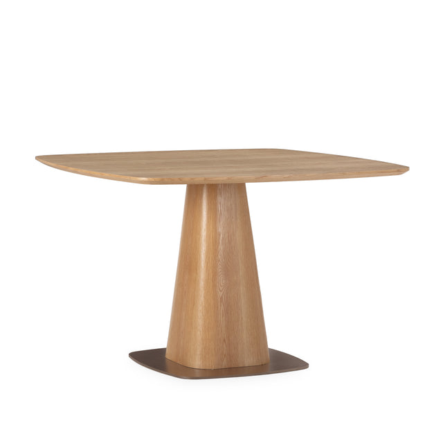 Mesa de comedor cuadrada Etel 120 cm Roble, vista lateral izquierda