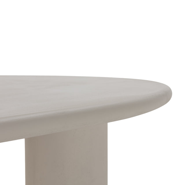 Mesa de comedor ovalada Daila 200 cm Crema efecto cemento, vista lateral derecha