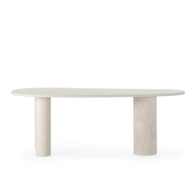 Mesa de comedor ovalada Daila 200 cm Crema efecto cemento, vista frontal