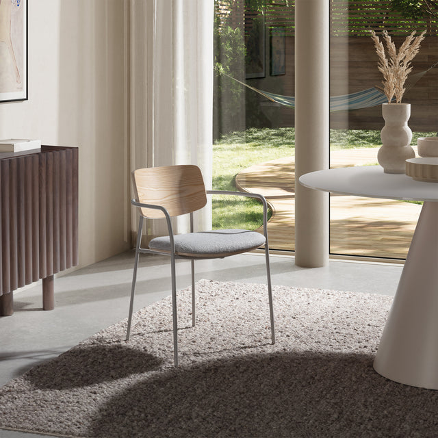 Silla Tapizada Nour Beige & Roble, vista adicional
