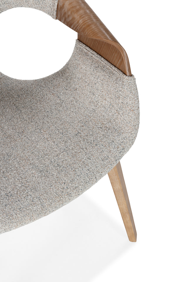 Silla de comedor Elif Beige y roble lavado, vista lateral derecha