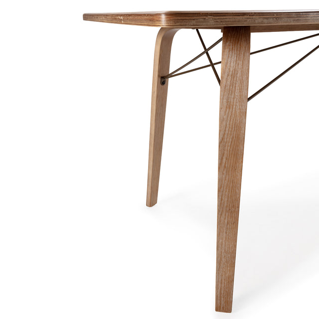 Mesa de comedor rectangular Lujan 180 cm Roble lavado, vista lateral derecha desde otro ángulo