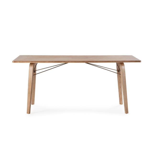 Mesa de comedor rectangular Lujan 180 cm Roble lavado, vista frontal
