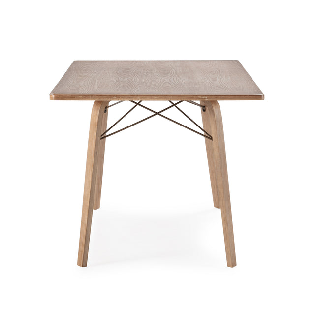 Mesa de comedor rectangular Lujan 180 cm Roble lavado, vista lateral izquierda desde otro ángulo