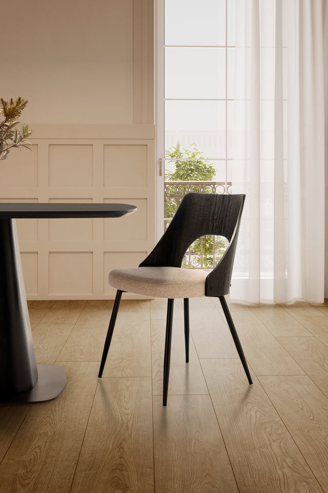 Silla Tapizada Gilda Beige & Negro, vista adicional
