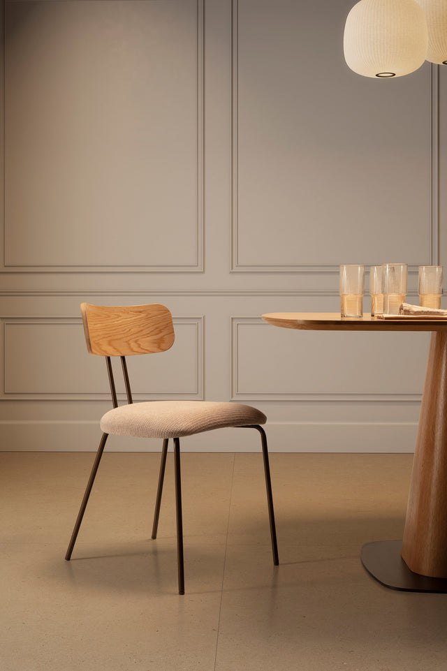 Silla de Comedor Tapizada Olimpia Beige & Roble, vista adicional