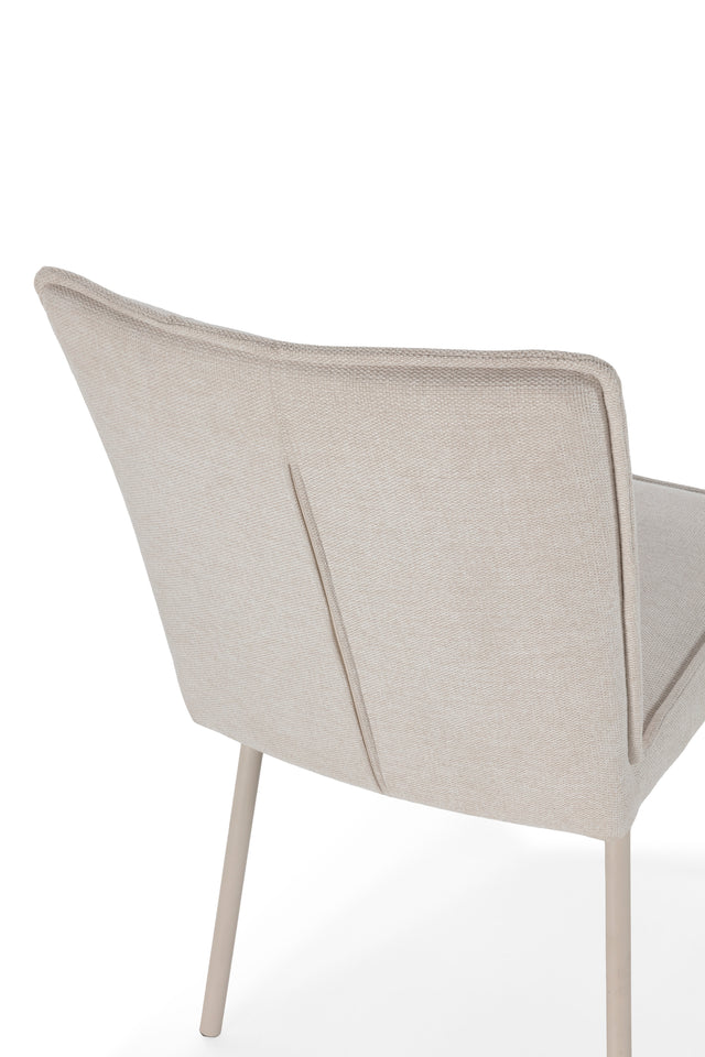 Silla de comedor Vesta Crema y patas crema, vista lateral derecha