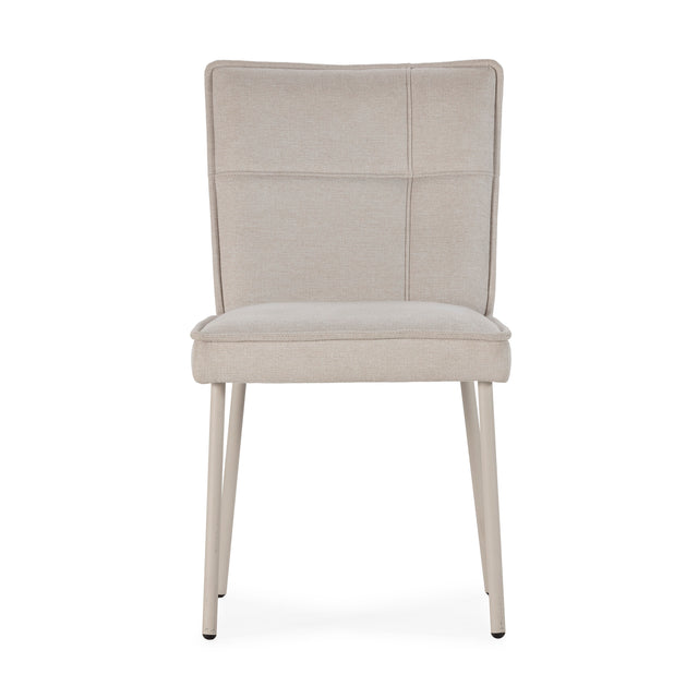 Silla de comedor Vesta Crema y patas crema, vista frontal