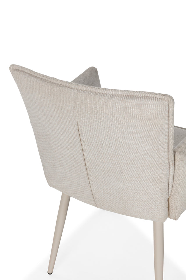 Sillón Vesta Crema y patas crema, vista lateral derecha