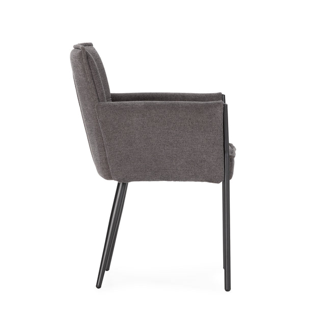 Sillón Vesta Gris oscuro, vista lateral izquierda desde otro ángulo