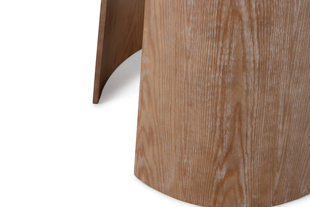 Mesa de comedor redonda Zuri 120 cm Roble lavado, vista lateral derecha desde otro ángulo
