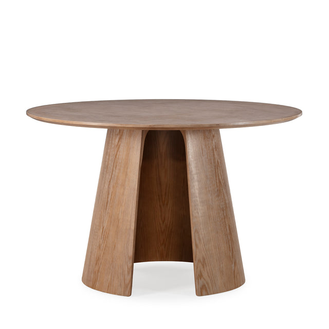 Mesa de comedor redonda Zuri 120 cm Roble lavado, vista lateral izquierda