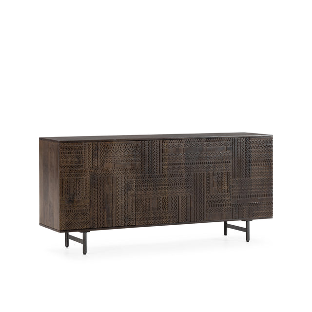 Aparador Kalai 160 cm Verde oliva patas metálicas, vista lateral izquierda