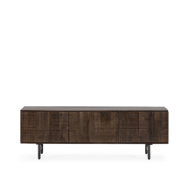 Mueble TV Kalai 145 cm Verde oliva patas metálicas, vista frontal