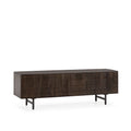 Mueble TV Kalai 145 cm Verde oliva patas metálicas, vista lateral izquierda
