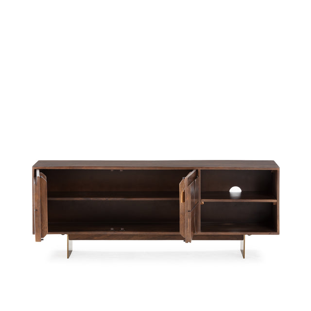 Mueble TV Trisha 145 cm Marron oscuro, vista del interior abierto