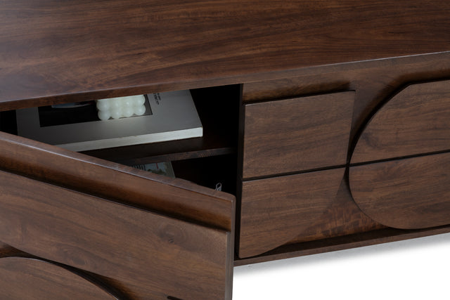 Mueble TV Trisha 145 cm Marron oscuro, vista lateral derecha desde otro ángulo