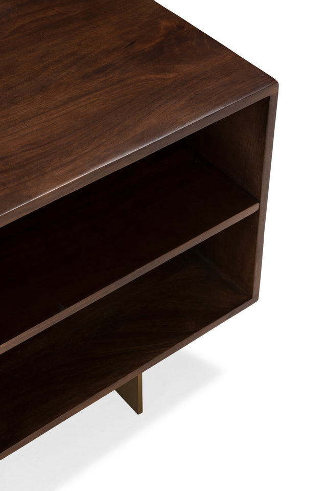 Mueble TV Trisha 145 cm Marron oscuro, vista lateral derecha desde otro ángulo
