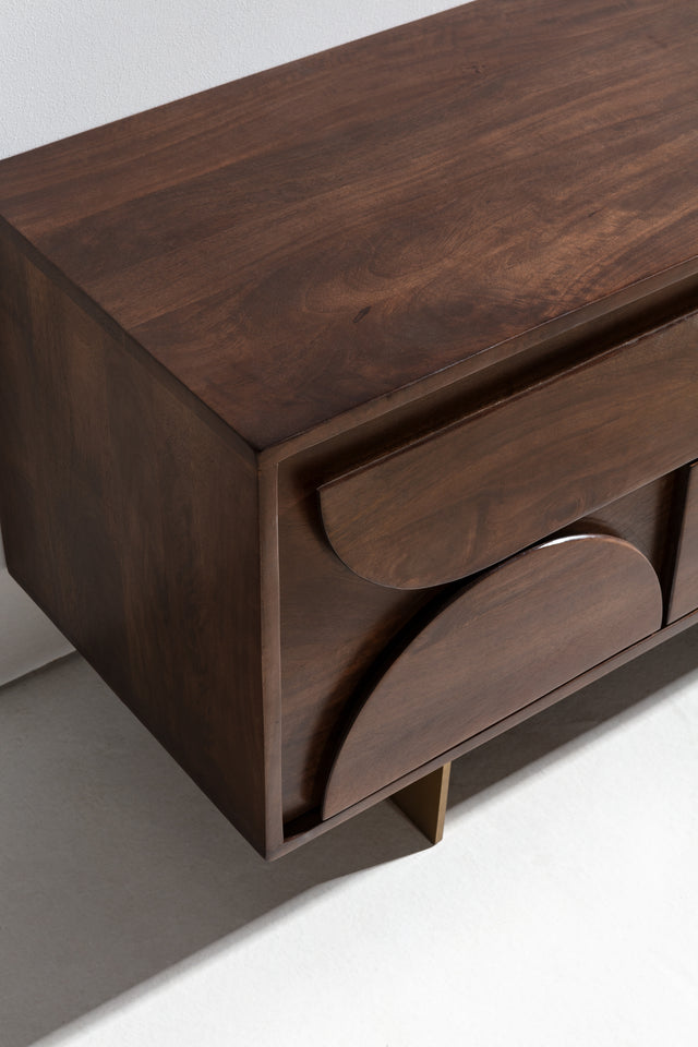 Mueble TV Trisha 145 cm Marron oscuro, vista lateral derecha desde otro ángulo