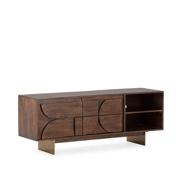 Mueble TV Trisha 145 cm Marron oscuro, vista lateral izquierda