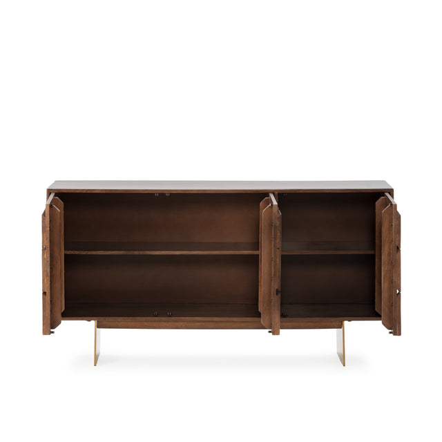 Aparador Trisha 145 cm Marron oscuro, vista del interior abierto