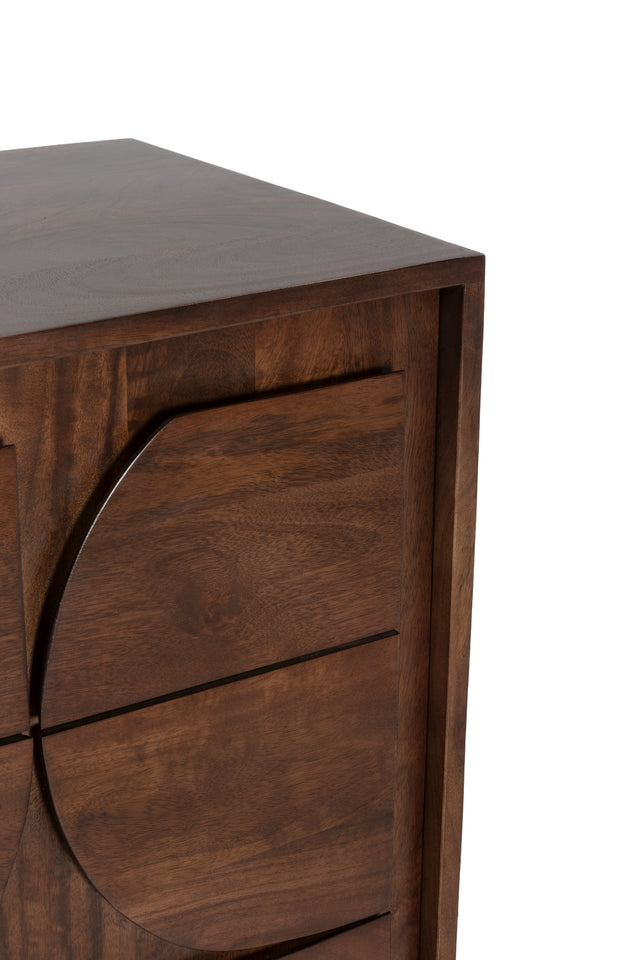 Aparador Trisha 145 cm Marron oscuro, vista lateral derecha desde otro ángulo