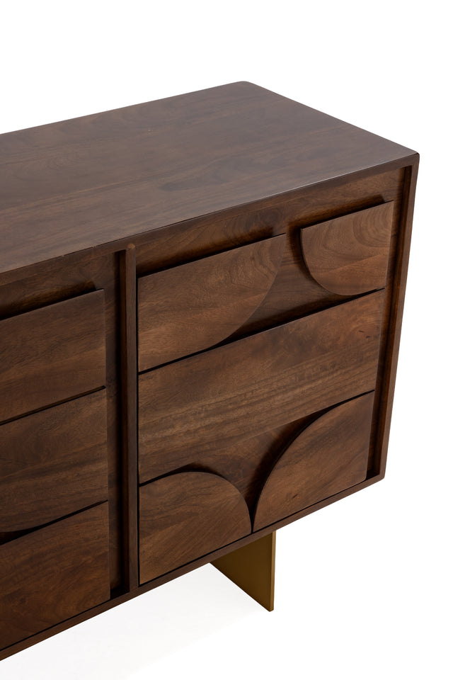 Aparador Trisha 145 cm Marron oscuro, vista lateral derecha desde otro ángulo