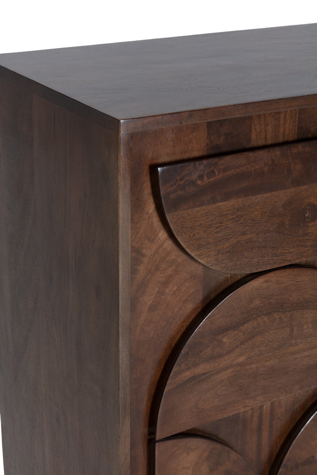 Aparador Trisha 145 cm Marron oscuro, vista lateral derecha desde otro ángulo