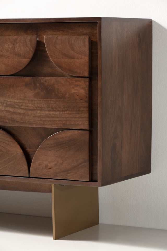 Aparador Trisha 145 cm Marron oscuro, vista lateral derecha desde otro ángulo