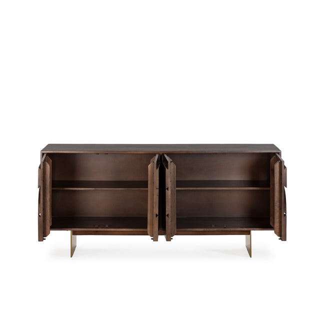 Aparador Trisha 165 cm Marron oscuro, vista del interior abierto