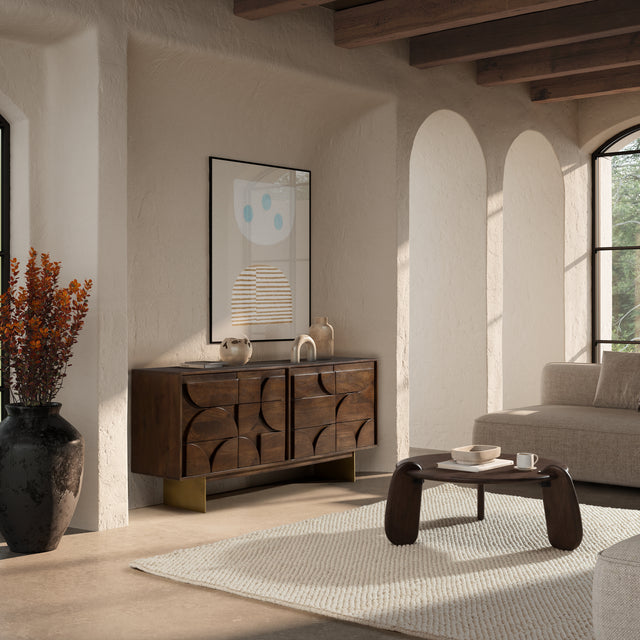 Aparador Trisha 165 cm Marron oscuro, en ambiente de salón