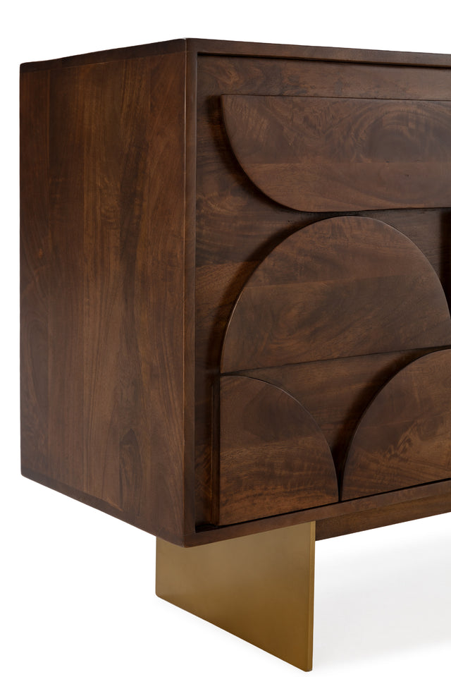 Aparador Trisha 165 cm Marron oscuro, vista lateral derecha desde otro ángulo