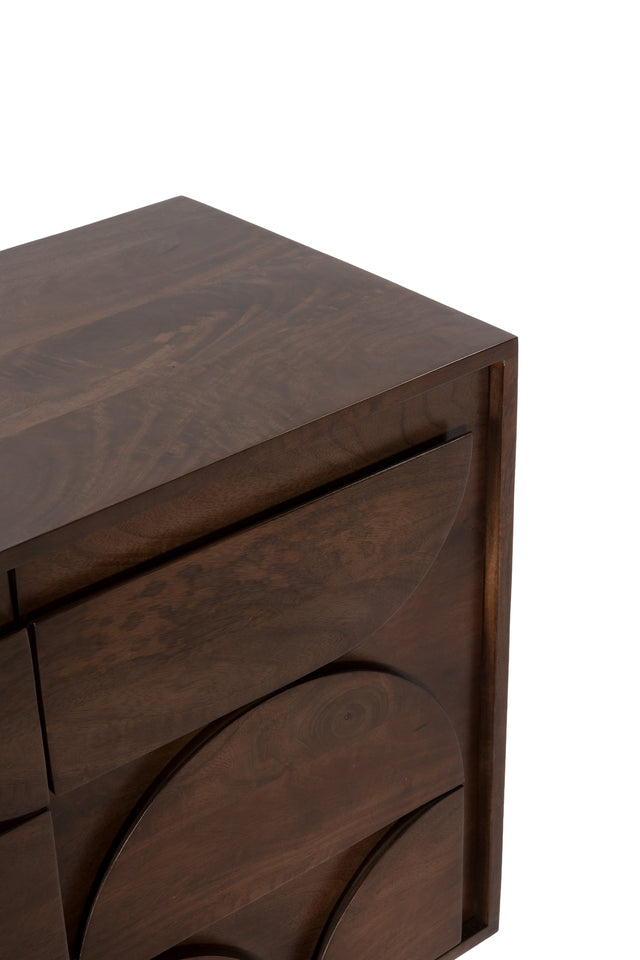 Aparador Trisha 165 cm Marron oscuro, vista lateral derecha desde otro ángulo