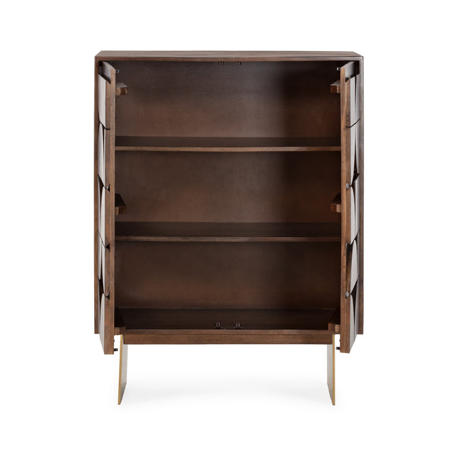 Mueble auxiliar alto Trisha 90 cm Marron oscuro, vista del interior abierto