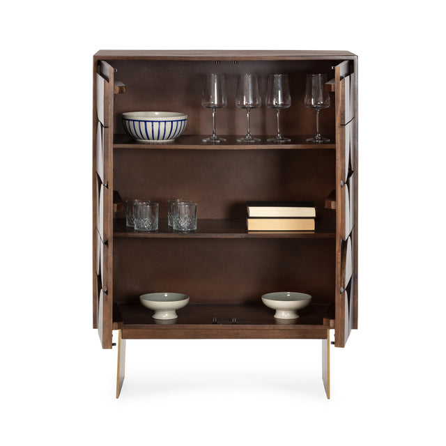 Mueble auxiliar alto Trisha 90 cm Marron oscuro, detalle funcional