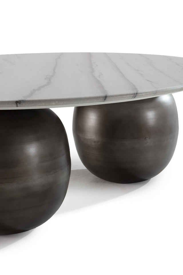 Mesa de centro redonda Tanya 120 cm Mármol blanco, vista lateral derecha