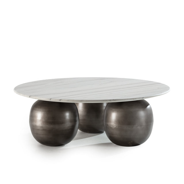 Mesa de centro redonda Tanya 120 cm Mármol blanco, vista frontal