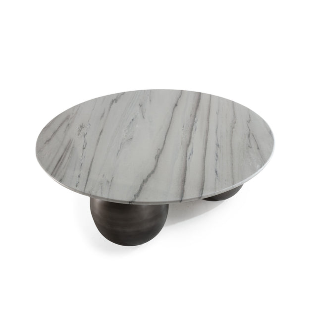 Mesa de centro redonda Tanya 120 cm Mármol blanco, detalle del diseño
