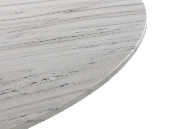 Mesa de comedor redonda Amal 130 cm Mármol blanco, vista lateral derecha desde otro ángulo