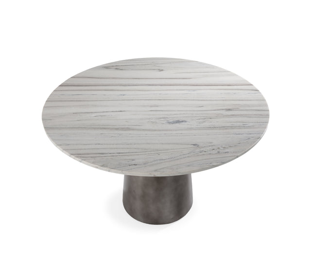 Mesa de comedor redonda Amal 130 cm Mármol blanco, detalle del diseño