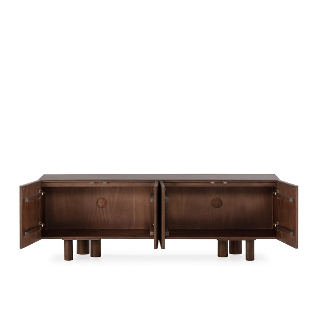Mueble TV Tamira 160 cm Nogal, vista del interior abierto
