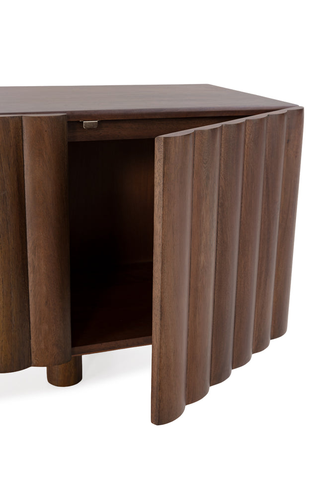 Mueble TV Tamira 160 cm Nogal, vista lateral derecha desde otro ángulo