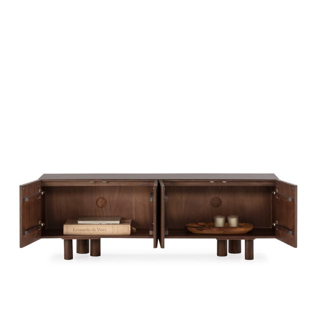 Mueble TV Tamira 160 cm Nogal, detalle funcional