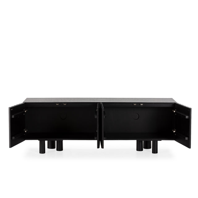 Mueble TV Tamira 160 cm Negro, vista del interior abierto