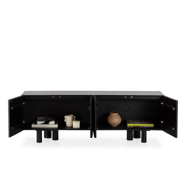 Mueble TV Tamira 160 cm Negro, detalle funcional
