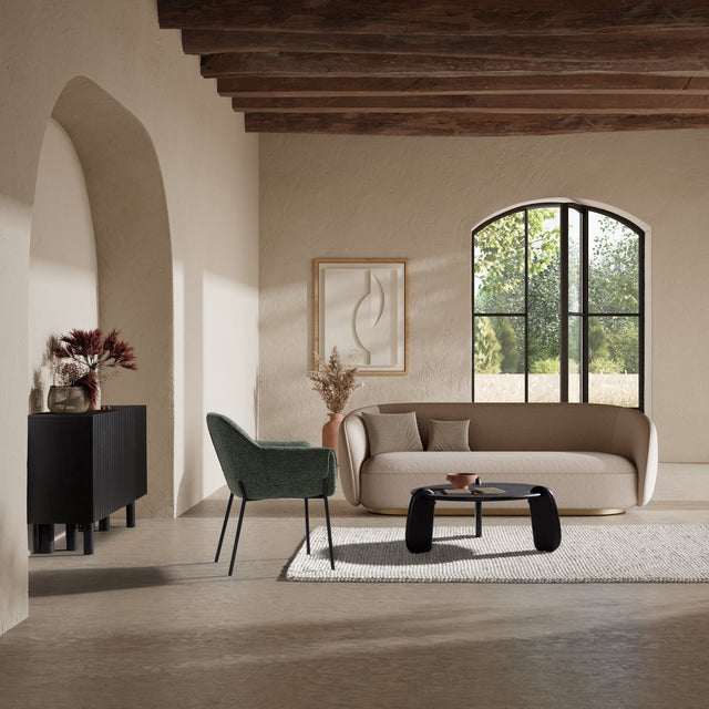Mesa de centro redonda Tamira 80 cm Negro, en ambiente de salón