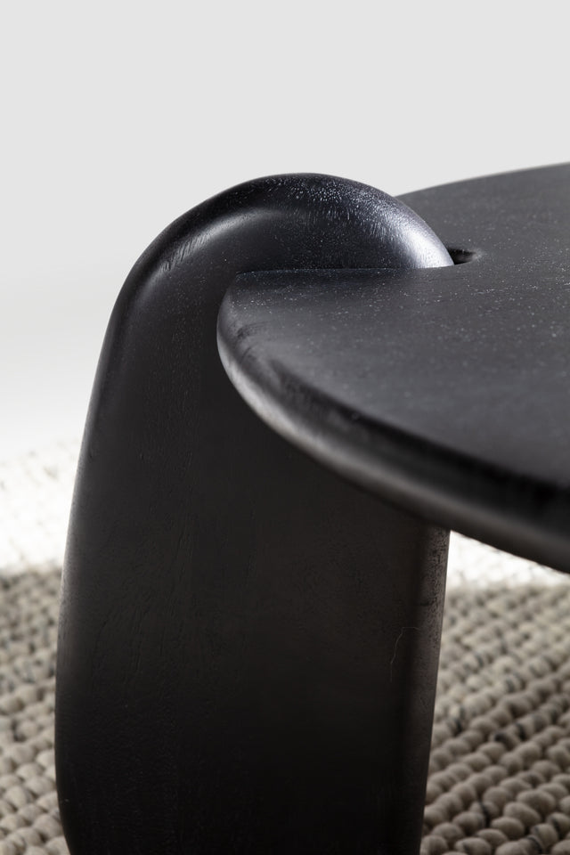Mesa de centro redonda Tamira 80 cm Negro, vista lateral derecha desde otro ángulo