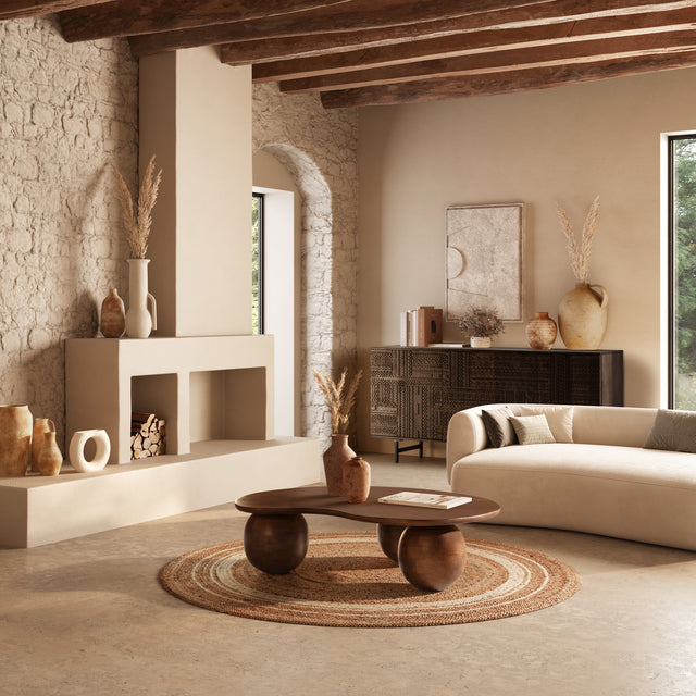Mesa de centro Alisha 107 cm Marron, en ambiente de salón